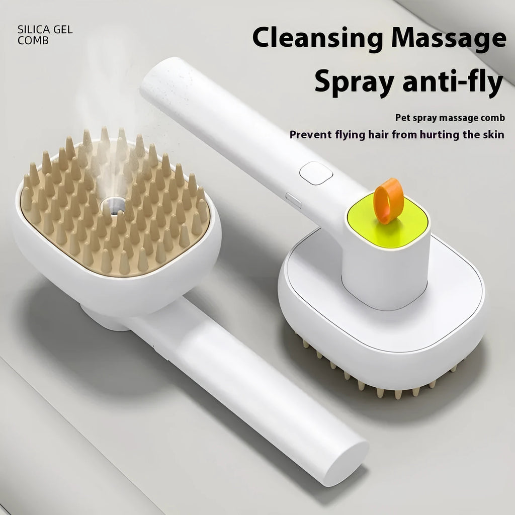 Electric massage spray comb for pets with soft teeth, ABS body, blue colour, 17.7 cm size
