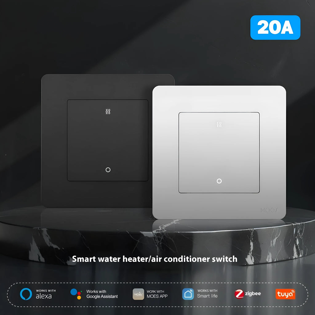 MoesHouse ZIGBEE 3.0 smart switch in Nickel Gray for power monitoring and timing of water heaters and air conditioners, 4000W 20A