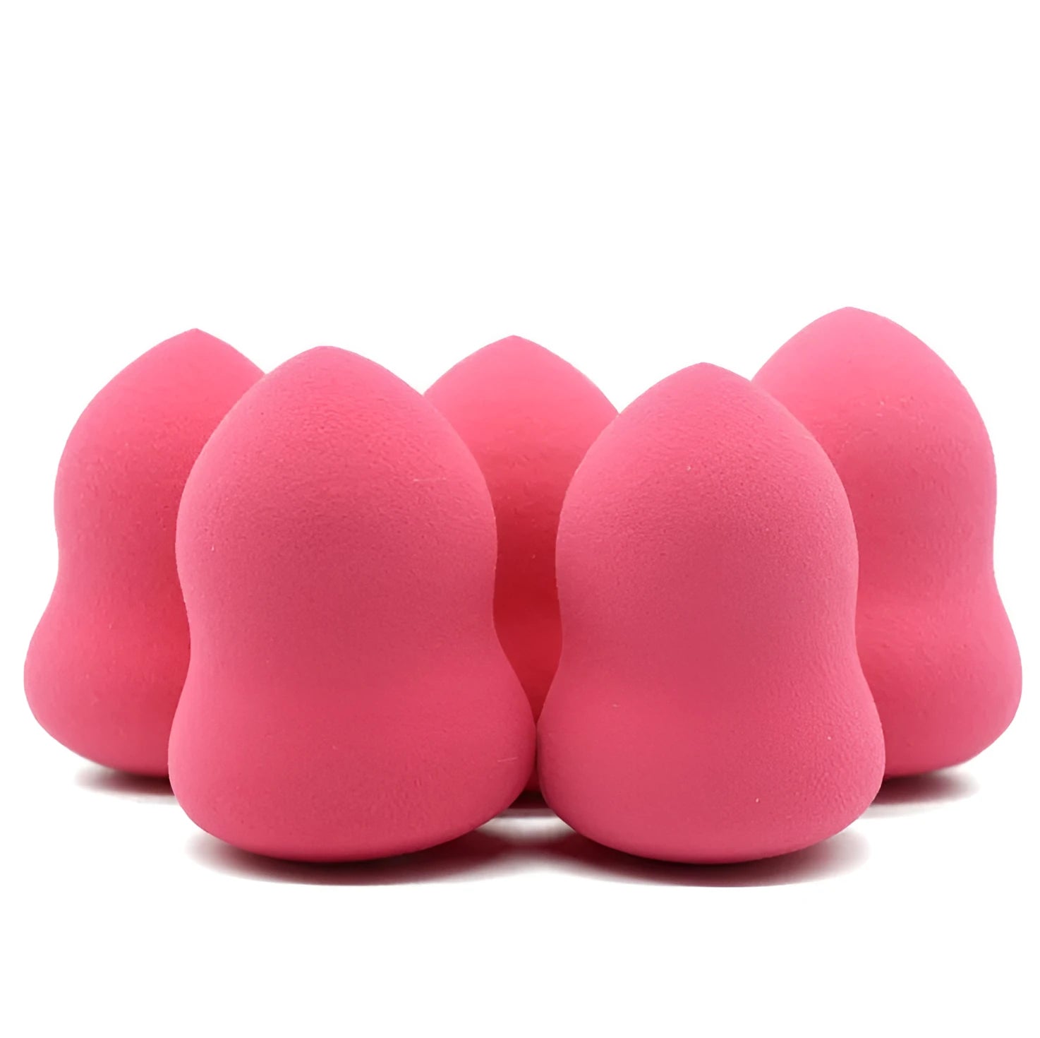 Pink hydrophilic non-latex makeup sponge puff on a white background