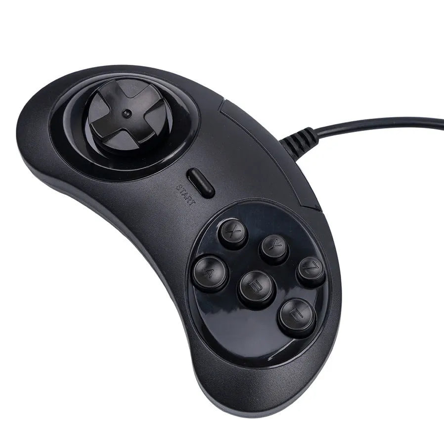 Black Sega USB computer game controller with 1.8 metre copper cable