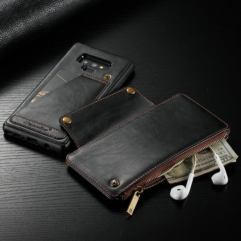 SAMSUNG Galaxy Note9 flip phone case in PU leather with black, brown, and red colour options