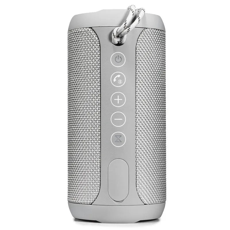 Waterproof portable outdoor speaker in black with Bluetooth, AUX, and TF card playback options