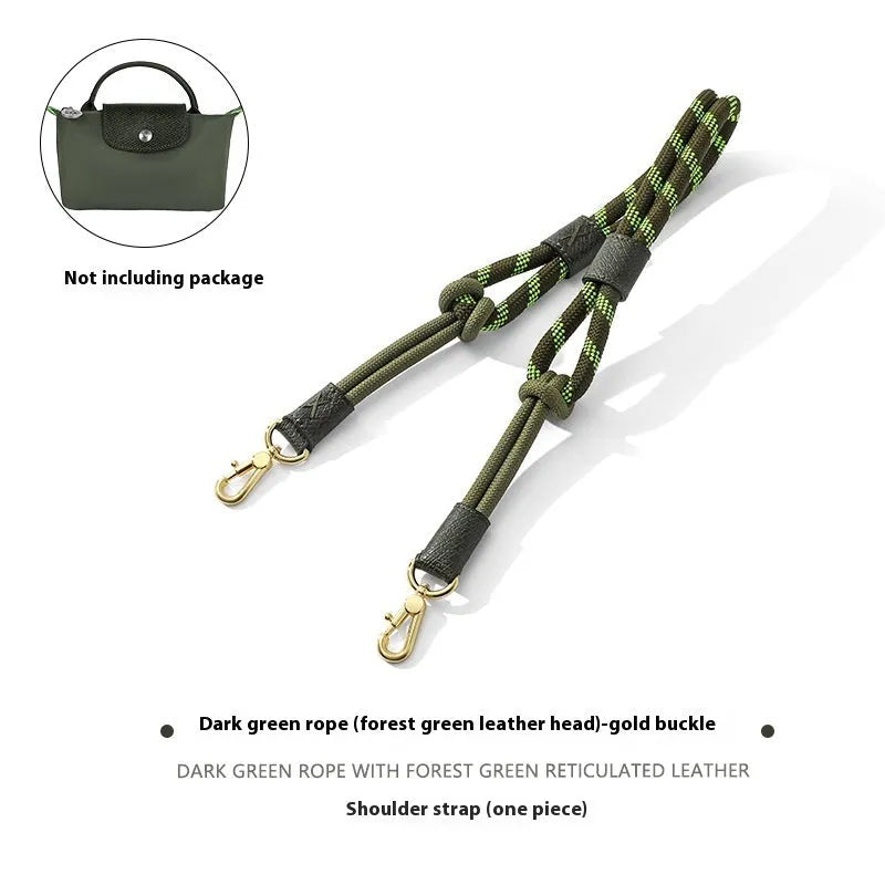Braided nylon and cowhide leather crossbody strap with alloy buckle for bag modification