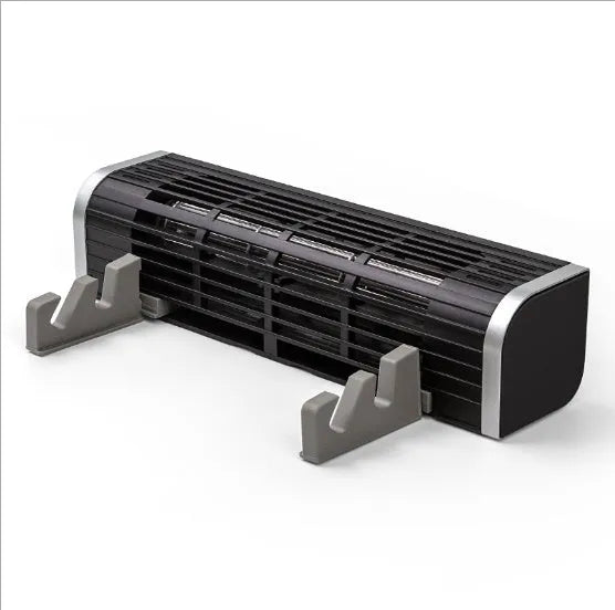 Black notebook cooler with dual fans, dimensions 294mm long, for laptop cooling.