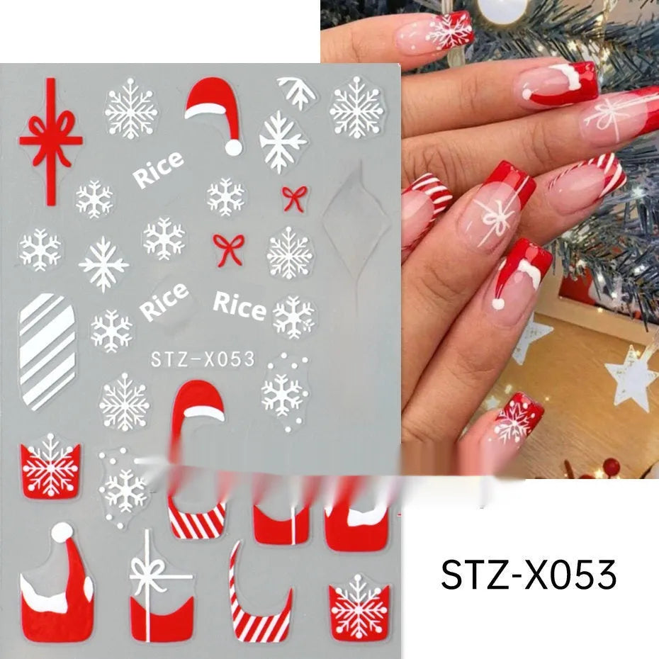 Pack of black and silver strip nail art stickers with cartoon and love pattern designs.