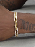 Gold-plated titanium steel tennis bracelet with stone inlays for hip hop style