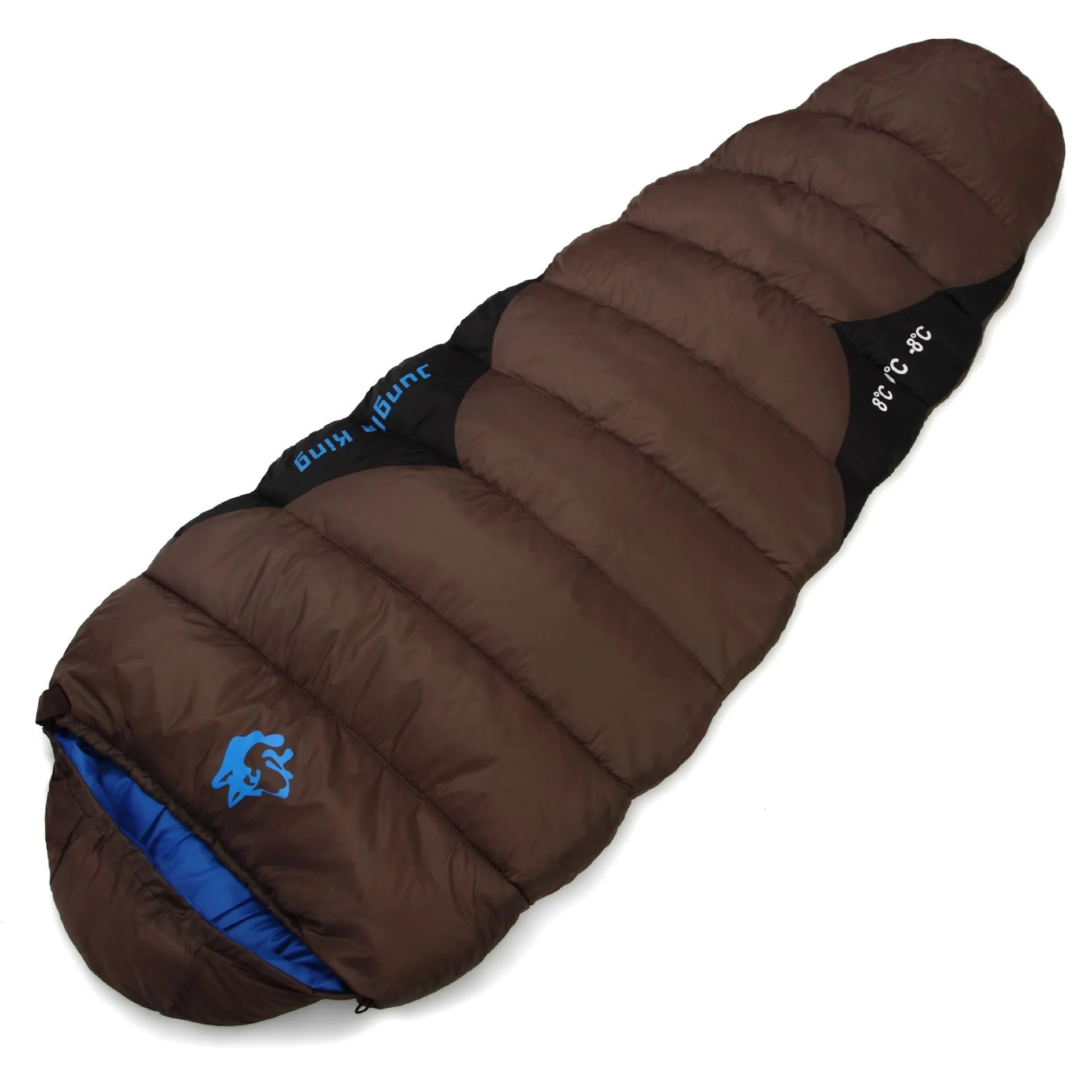 Camping sleeping bag with compression sack in Army Green colour for winter use.
