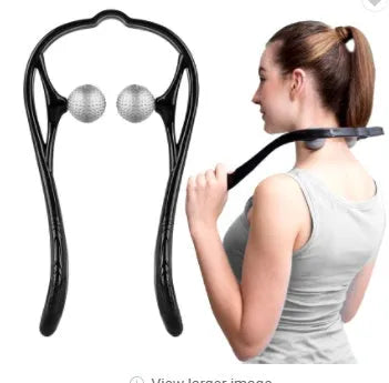 Plastic hand massage roller with adjustable width stand and 3D floating-point design for neck and shoulder pressure point therapy