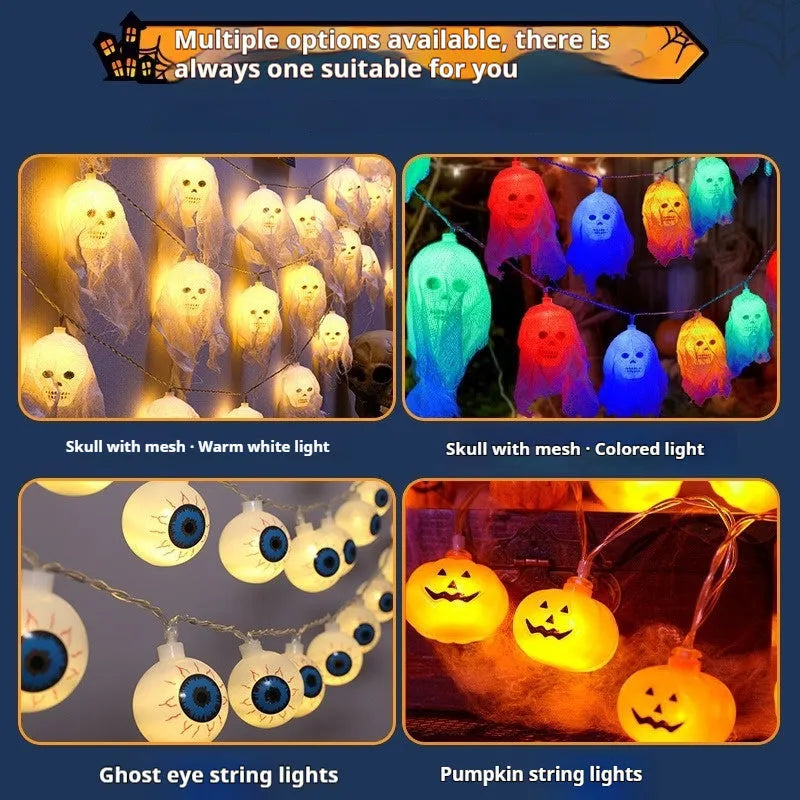 Halloween battery-powered coloured LED fairy lights for indoor wall horror decoration with plastic housing