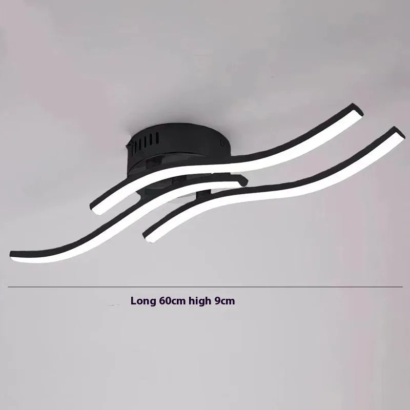 Modern minimalist LED ceiling light with three colour options in black finish for living room or bedroom