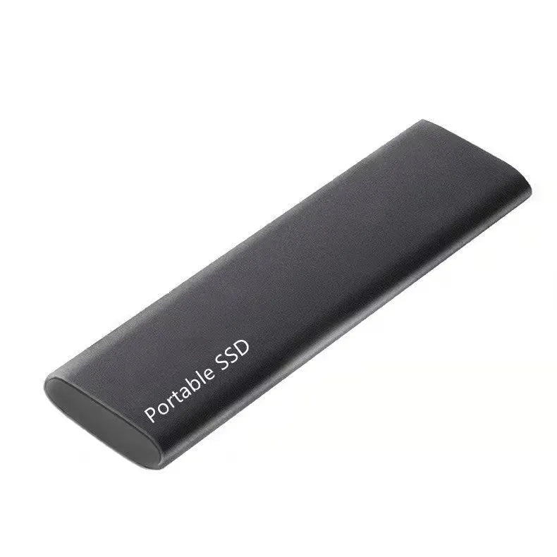 Ultra-thin metal external solid state drive (SSD) in red, black, blue, or silver, showing high-capacity portable storage.