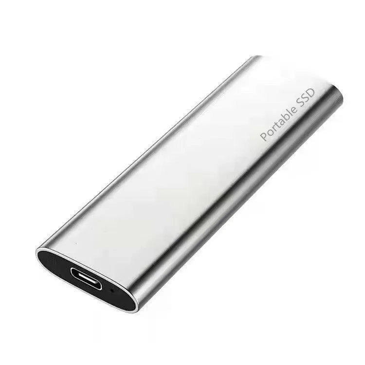 Ultra-thin metal external solid state drive (SSD) in red, black, blue, or silver, showing high-capacity portable storage.