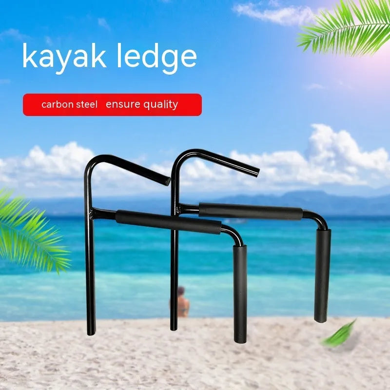 Carbon steel kayak wall hanger rack for overhead storage of kayaks and surfboards