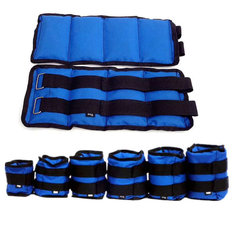 A pair of Oxford cloth legging sandbags for track, running and martial arts training, available in weights from 1kg to 6kg.