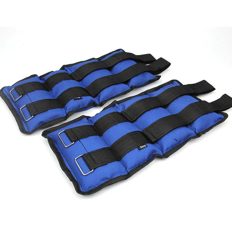 A pair of Oxford cloth legging sandbags for track, running and martial arts training, available in weights from 1kg to 6kg.