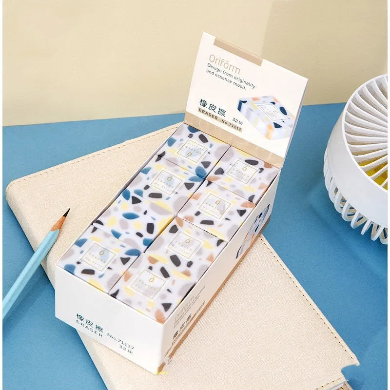 Brick-shaped rubber eraser for student pencil correction on paper