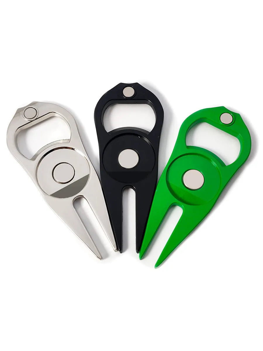 Zinc alloy golf ball yoke bottle opener tool with ball coin for putting green marking