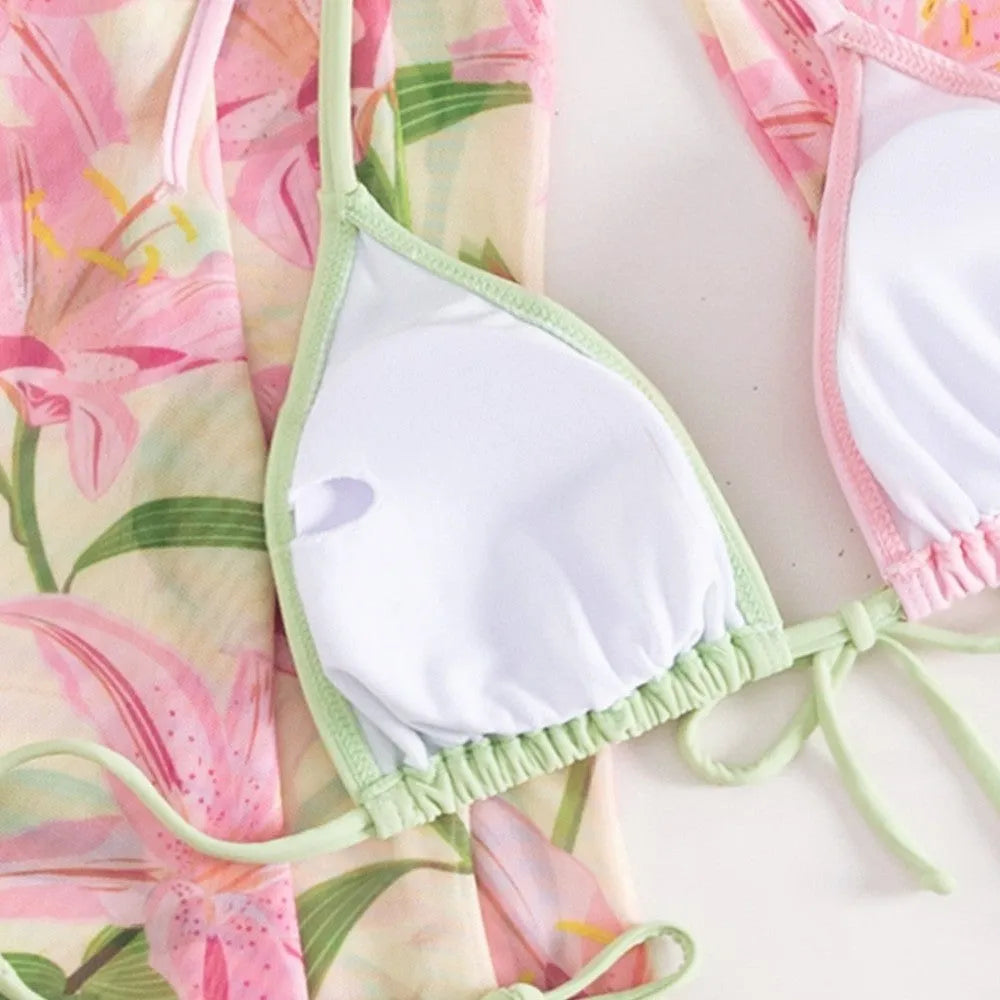 Women's printed bikini swimsuit set in quick-dry fabric