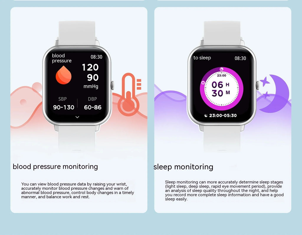 A smart watch with a metal case and wrist strap, showing a TFT screen displaying heart rate data.
