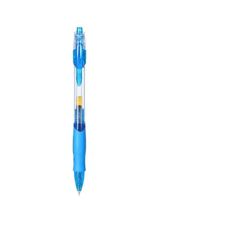 0.5mm plastic gel pen available in black, blue and red ink colours