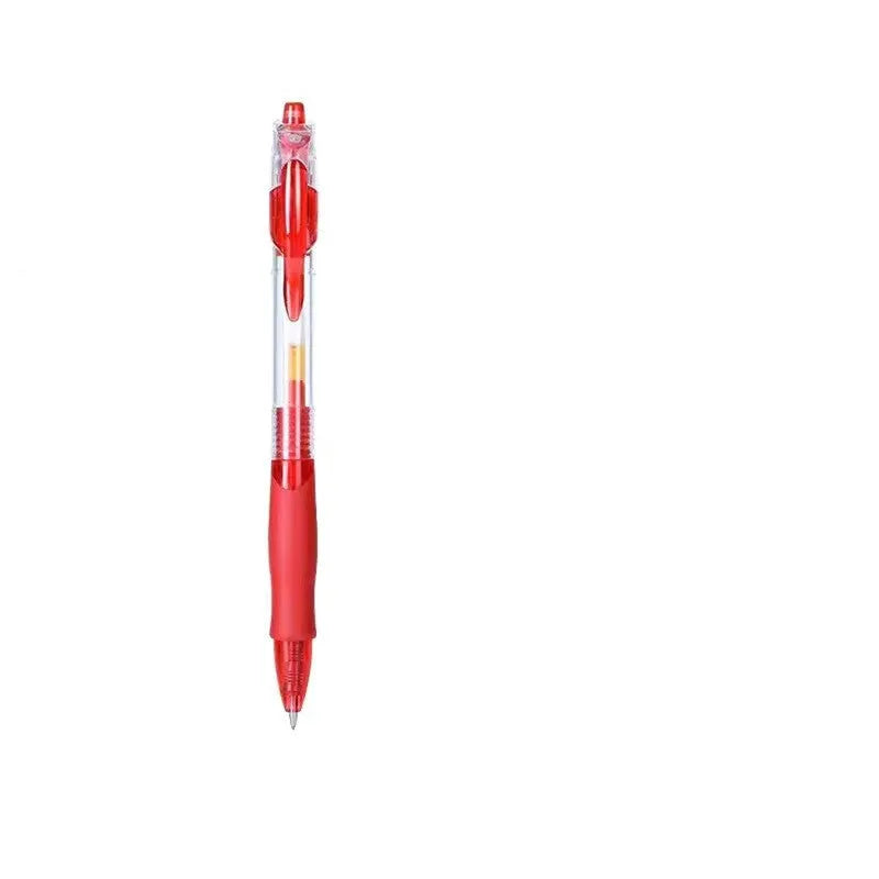 0.5mm plastic gel pen available in black, blue and red ink colours