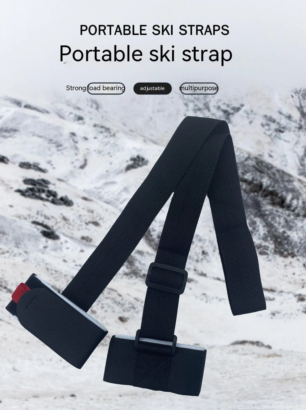 Fixed sewing skiing bandage with double-board adjustable design and hook and loop closure