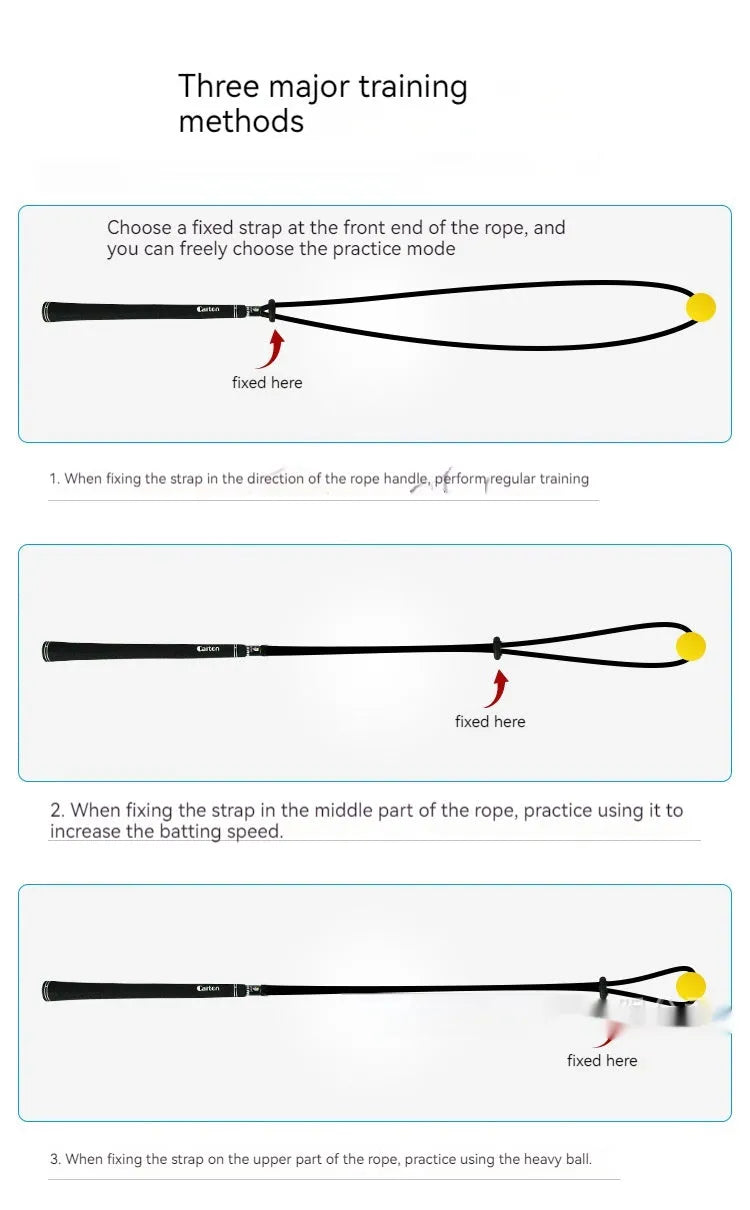 Black silicone elastic training rope for golf swing correction practice
