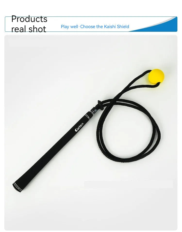 Black silicone elastic training rope for golf swing correction practice