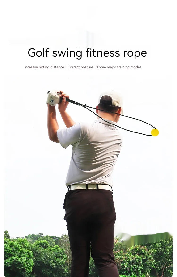 Black silicone elastic training rope for golf swing correction practice
