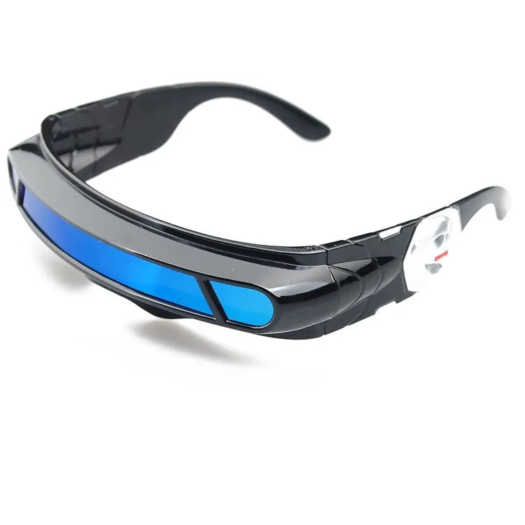 Black sports sunglasses with polarised lenses shown in grey, red mercury, and blue mercury tint options.