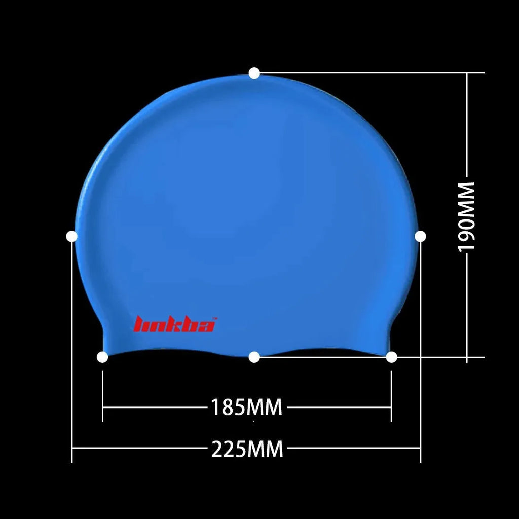 Professional silicone swimming cap with built-in waterproof earmuffs in multiple colour options.