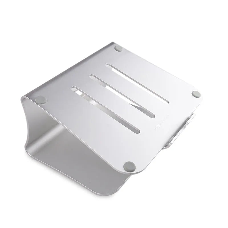 Aluminium notebook cooling bracket in grey colour with rotary adjustment mechanism.
