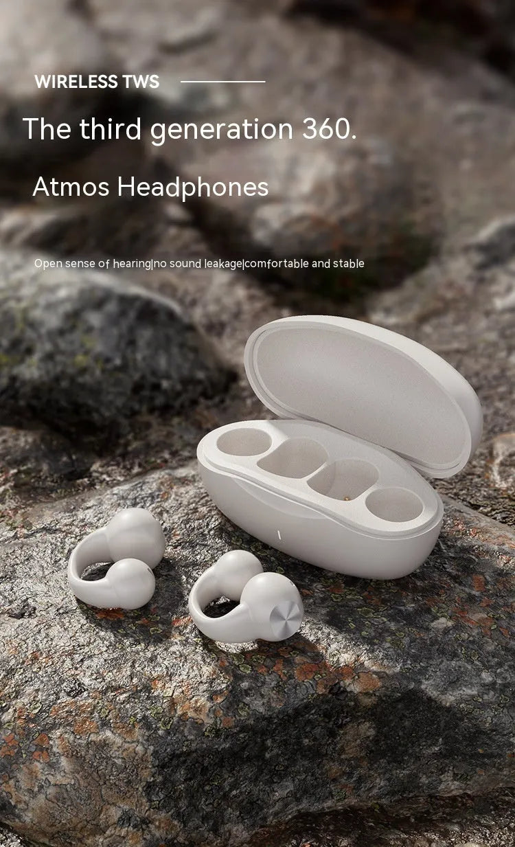 Clip-on sports wireless Bluetooth headset with digital display, black colour, worn on ear