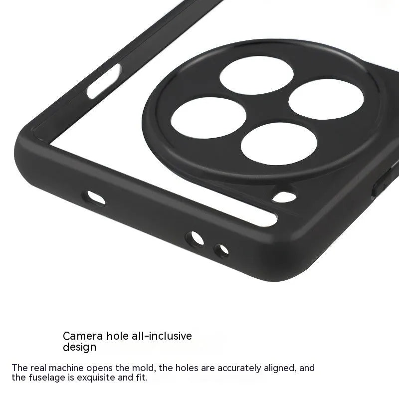 Transparent PC TPU frosted phone case with black border for OnePlus, showing corner airbags and camera cutout