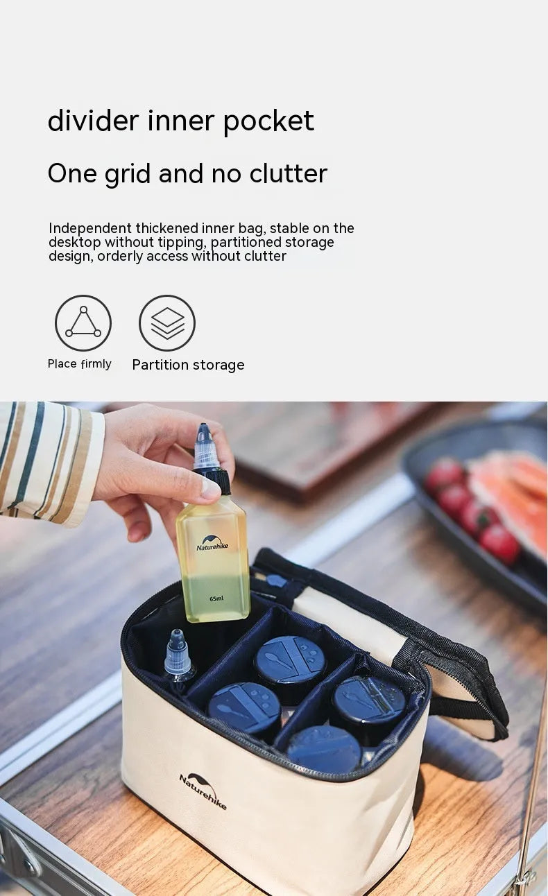 Naturehike six-piece portable seasoning bottle set made from white PP plastic for outdoor and kitchen use.