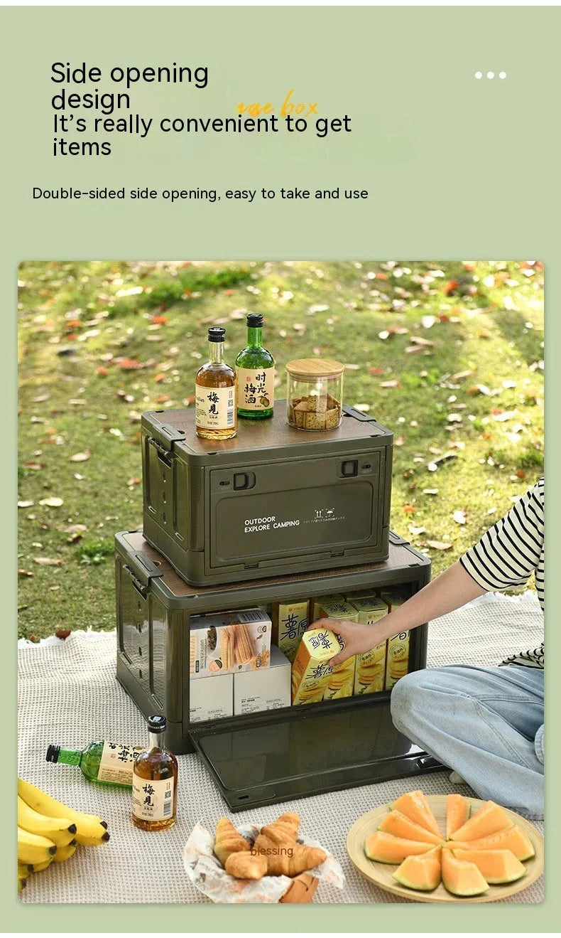 Large white foldable plastic storage box with a 45-litre capacity for household organisation.