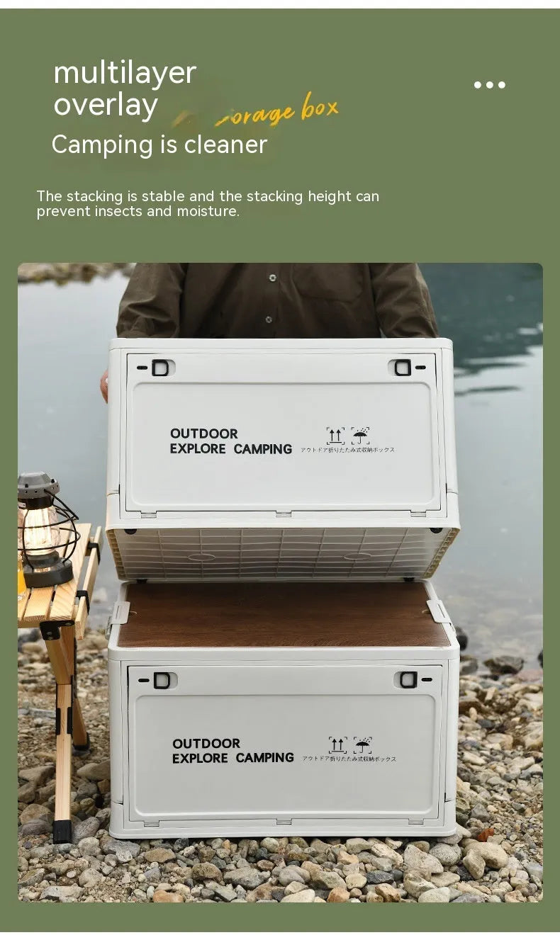 Large white foldable plastic storage box with a 45-litre capacity for household organisation.