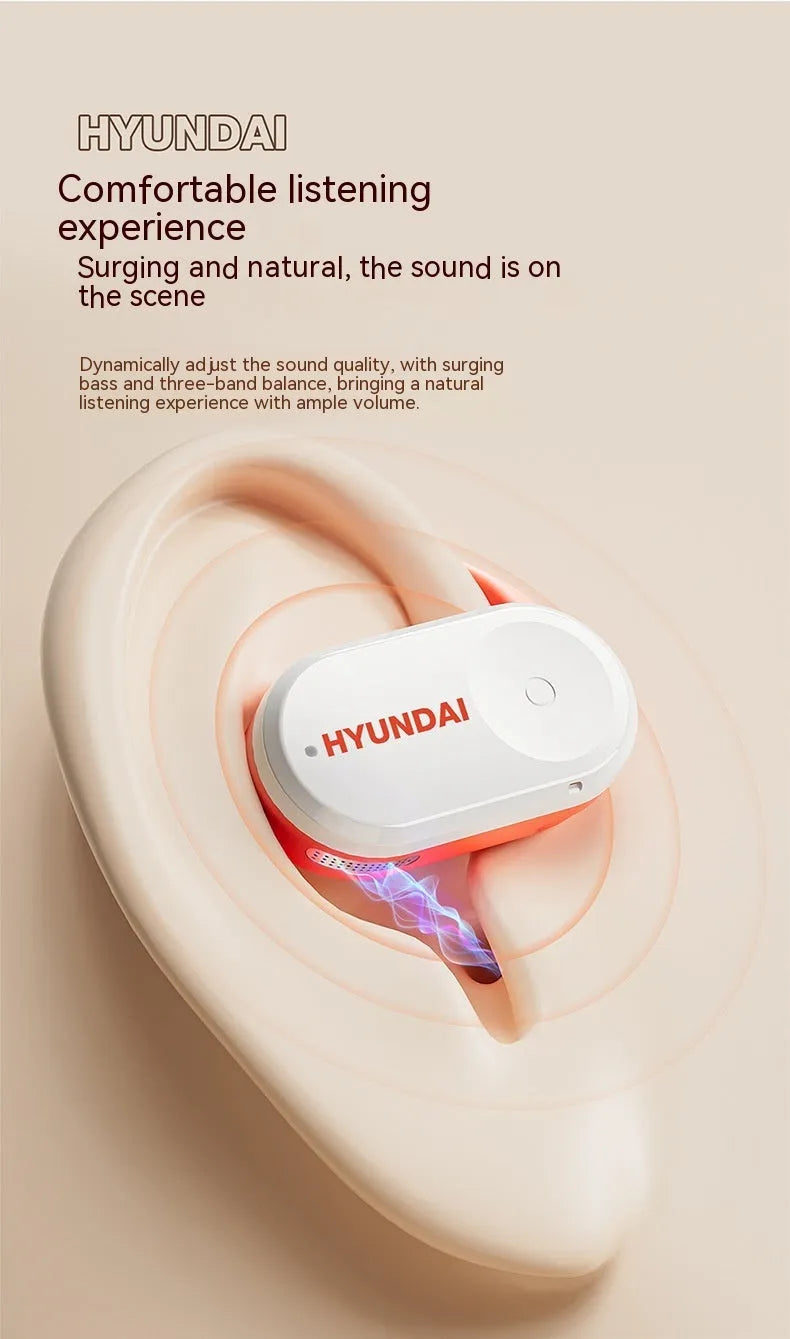 Hyundai ear hook wireless Bluetooth headset in Silver Black with plastic build and secure ear hook design