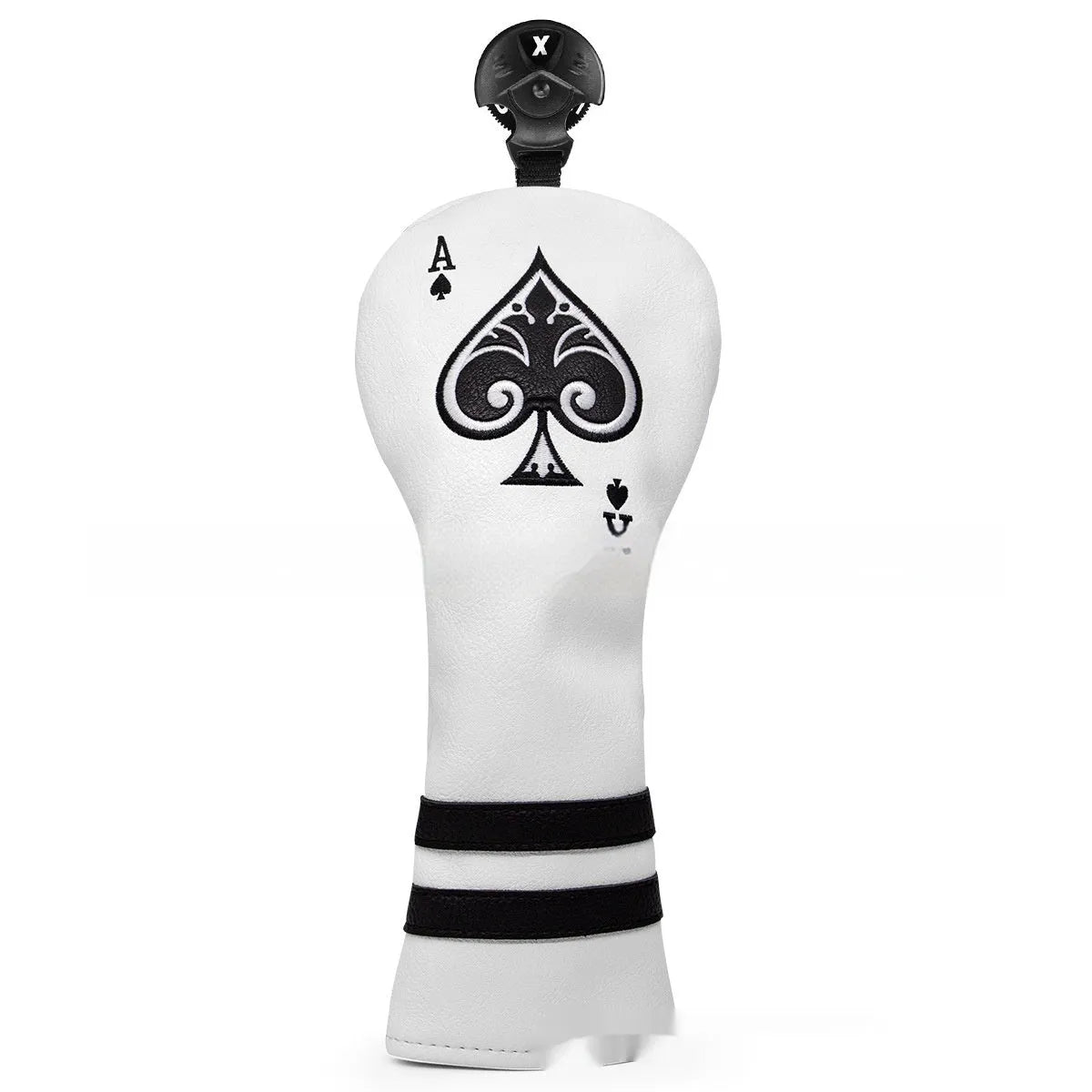 A black PU golf club sleeve designed to cover and protect a putter head.