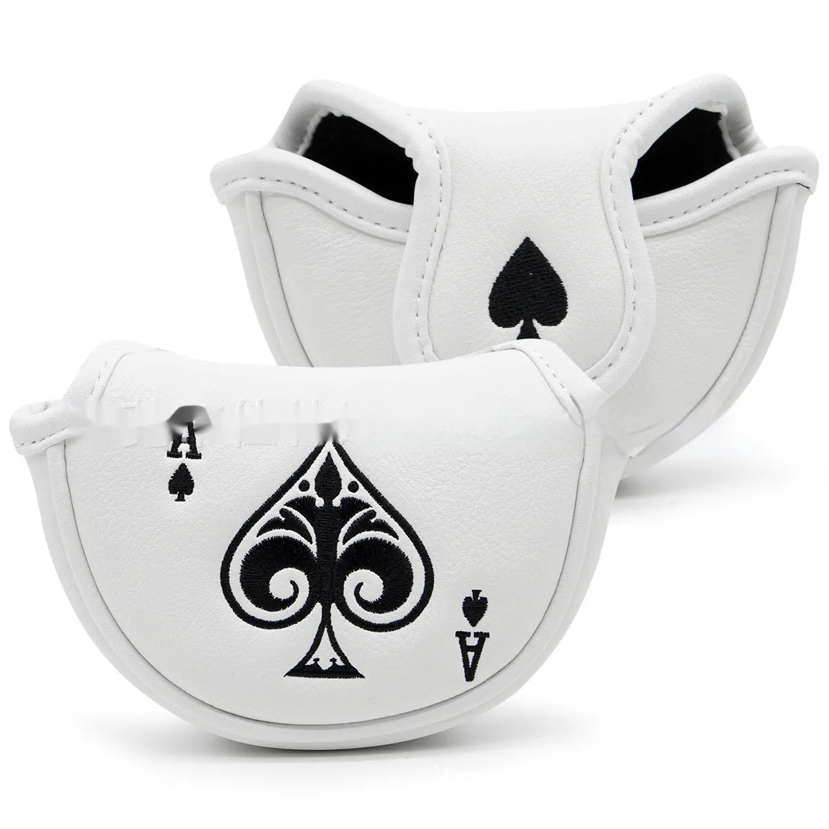 A black PU golf club sleeve designed to cover and protect a putter head.