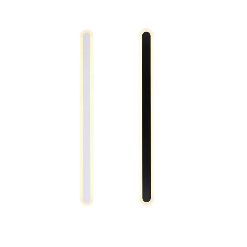 LED line wall lamp with wrought iron frame and acrylic diffuser in black warm light finish