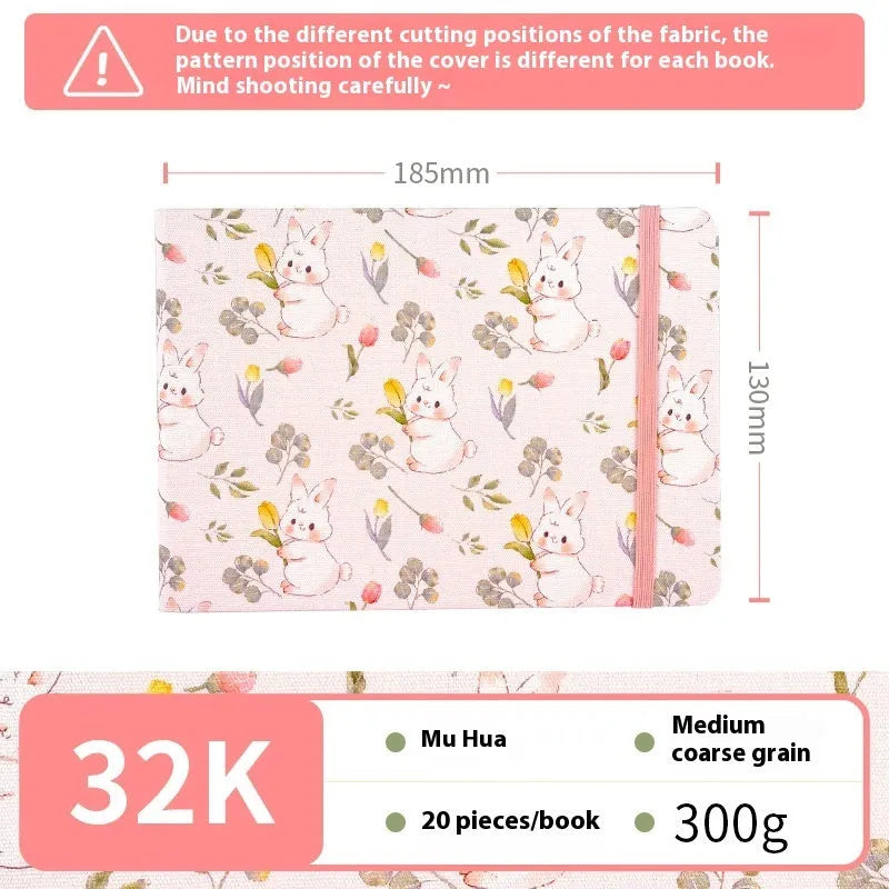 Feiluniao handmade fabric watercolour notebook in 185mm portable size, showing artistic cover design.