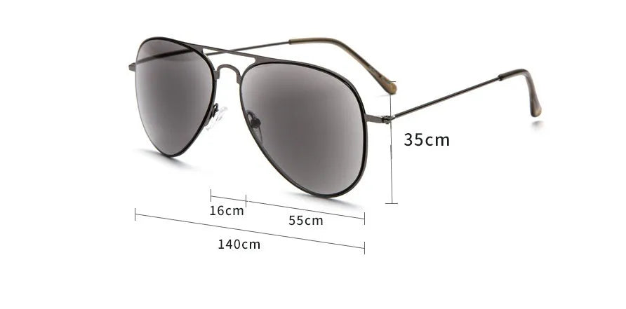 Full lens sun reading glasses black stainless steel frame 140x35mm with PC lenses