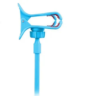 Black universal phone holder with long 70cm flexible arm and V-type clip, mounted on a bed frame.