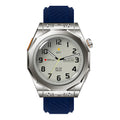 Smart watch with TFT screen and touch buttons on wrist in orange red colour