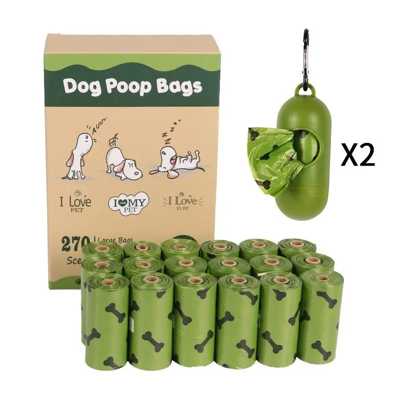 Degradable dog waste bag roll showing military green colour with black bone pattern print