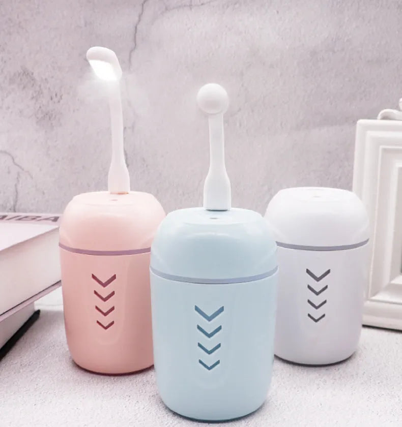 X3 portable car humidifier in columnar shape with 200ml tank, shown in blue colour