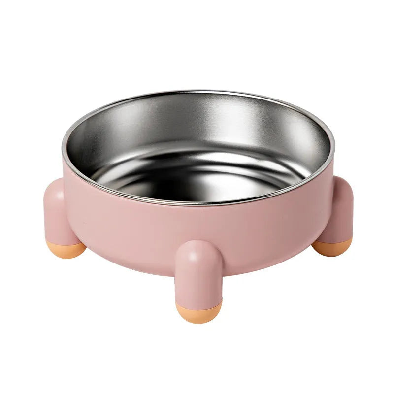 Green non-slip stainless steel pet bowl with a raised high foot design for dogs and cats