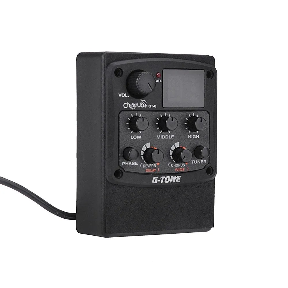 Cherub GT-6 black acoustic guitar preamp unit with EQ and effect control knobs