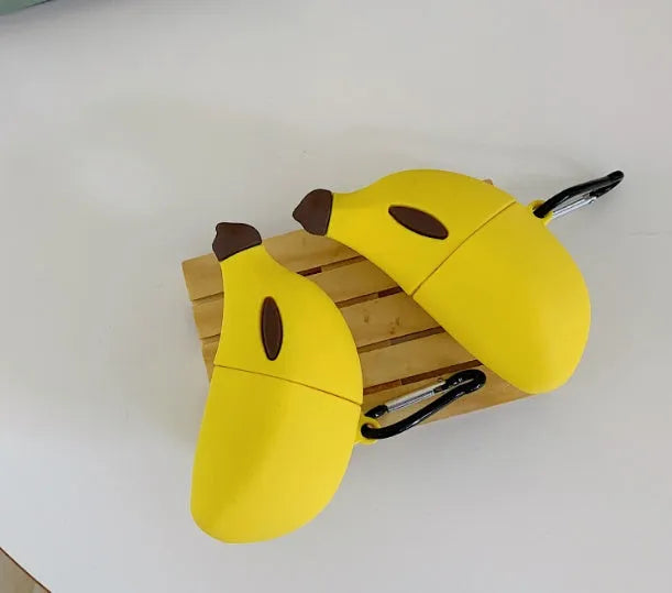 Yellow silicone protective case with banana design for AirPods Pro wireless headphones